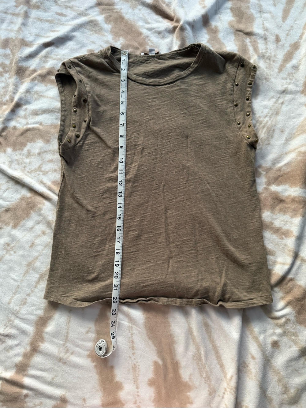 Women’s Taupe Stud Cap-Sleeve Tee